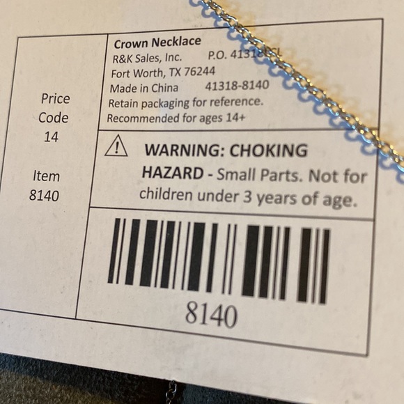 New Silver Diamond Ring Pink Crown Necklace - Picture 3 of 5